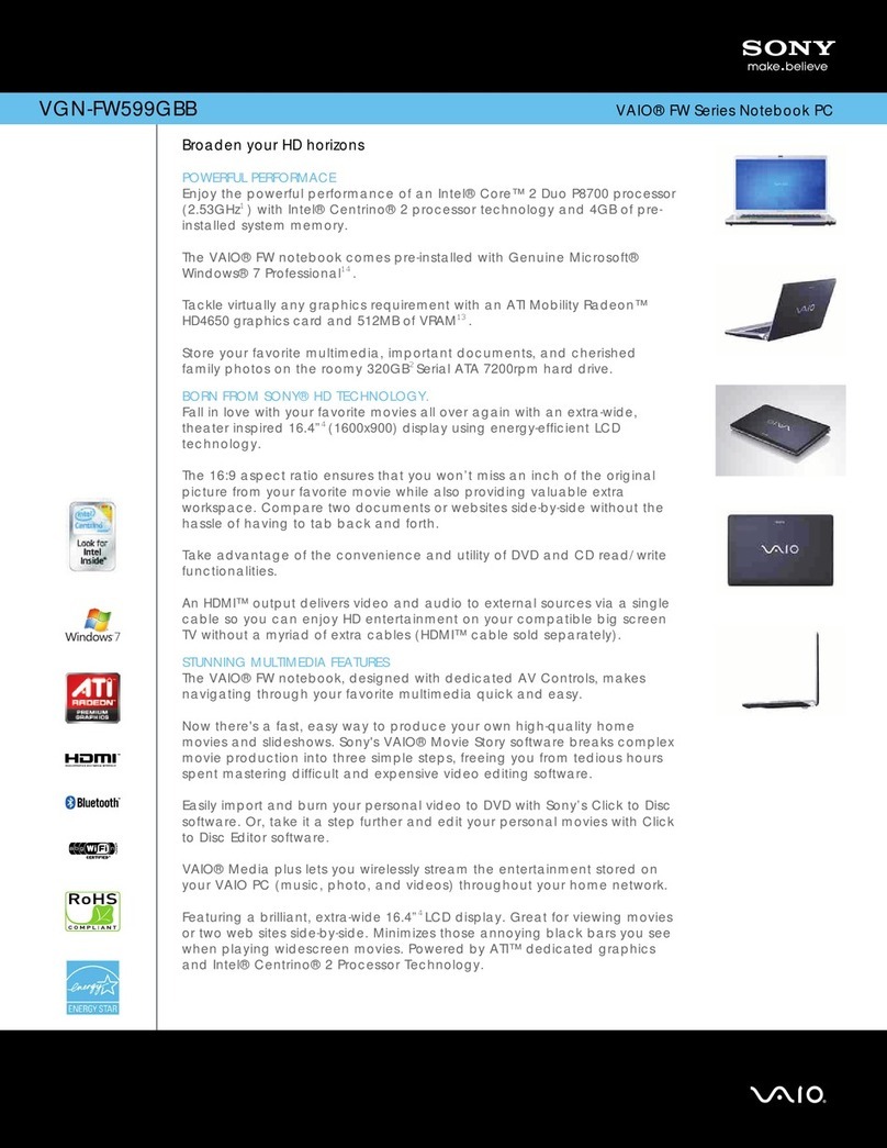 Sony VGNFW599GBB User manual