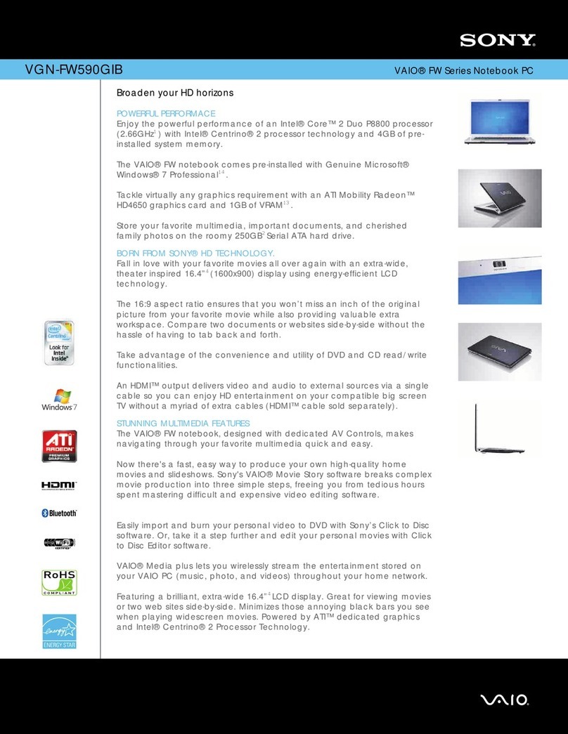 Sony VGNFW590GIB Specifications