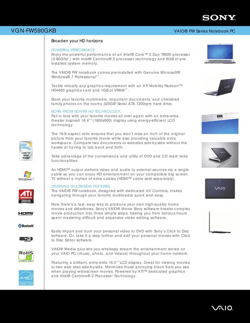 Sony VGNFW590GKB Specifications