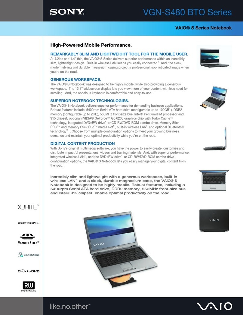 Sony VGN-S480 Specifications