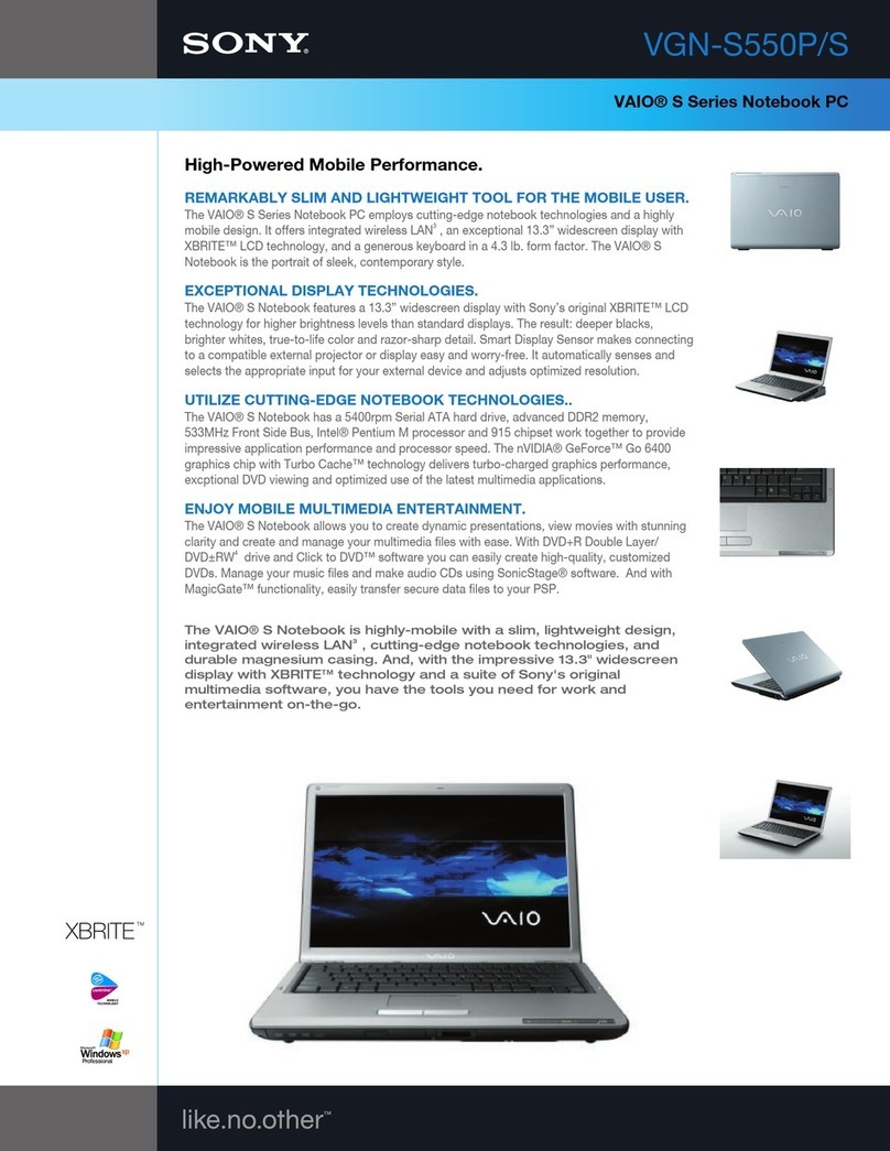 Sony VGN-S550P Specifications