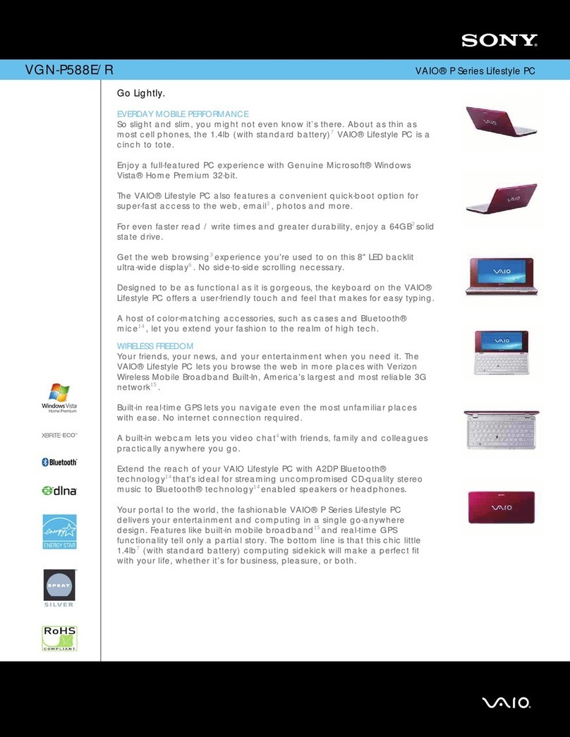 Sony VAIO VGN-P588E Specifications