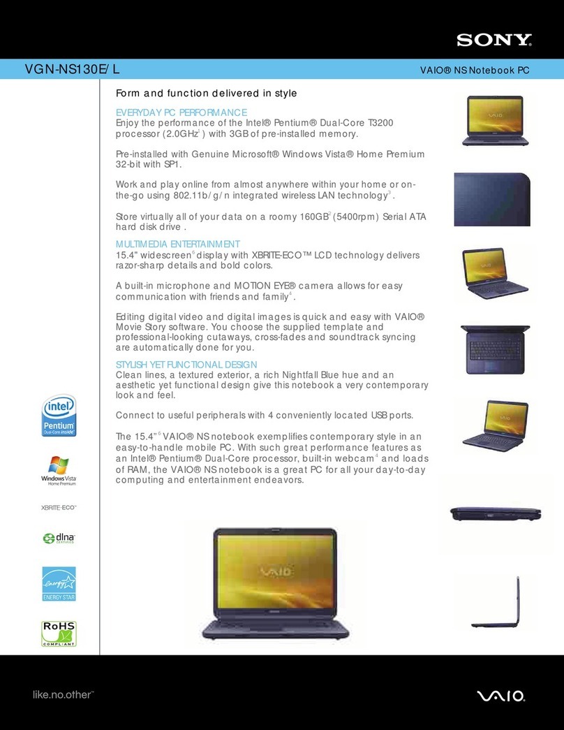 Sony VAIO VGN-NS130E Specifications