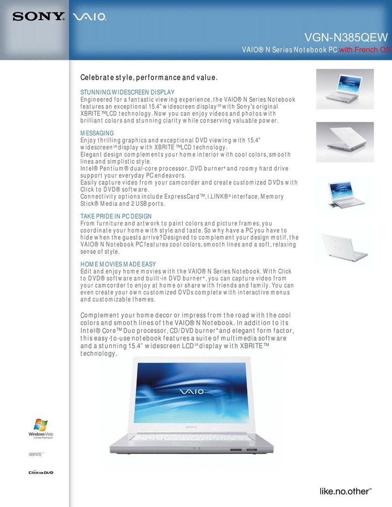 Sony VAIO VGN-N385QEW User manual