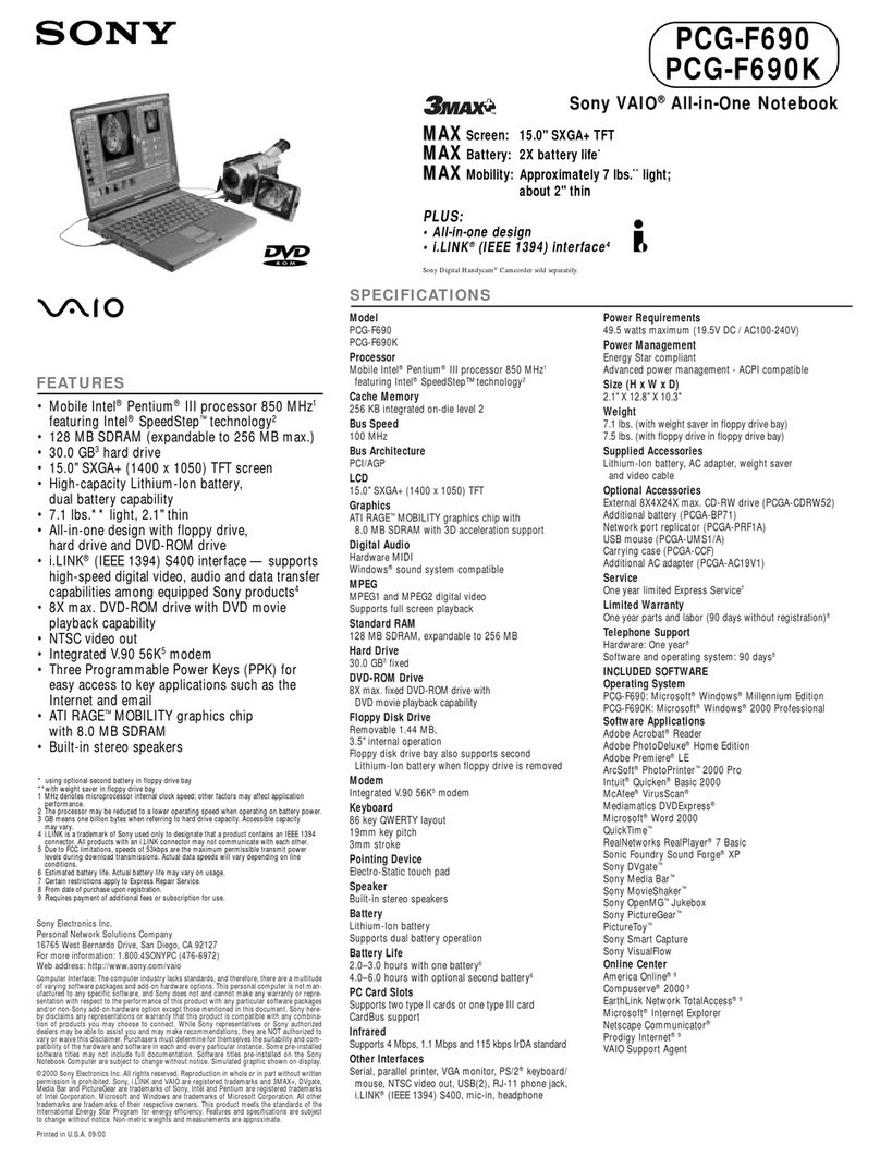 Sony VAIO PCG-F690 User manual
