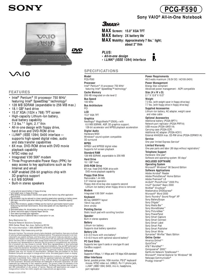 Sony VAIO PCG-F590 User manual