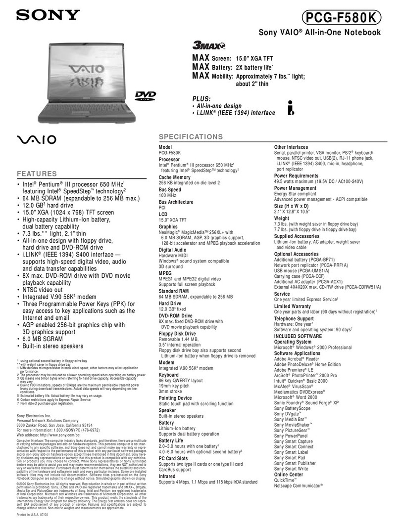 Sony PCG-F580 User manual