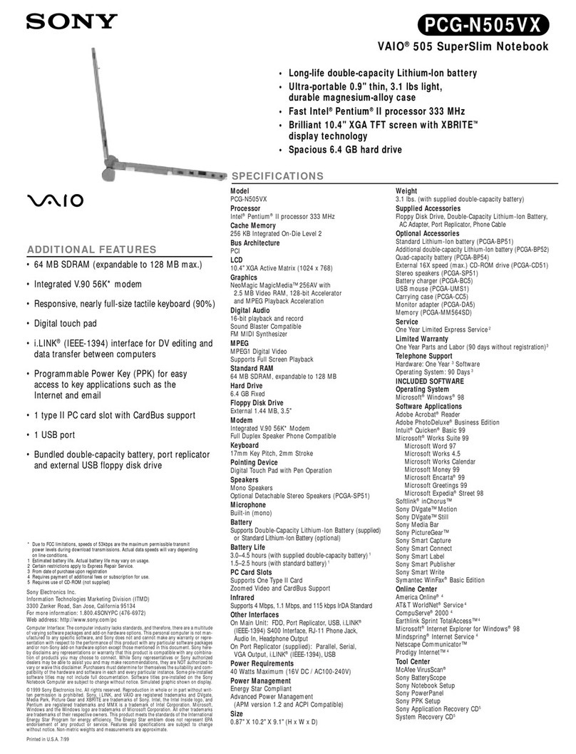 Sony PCG-N505VX User manual