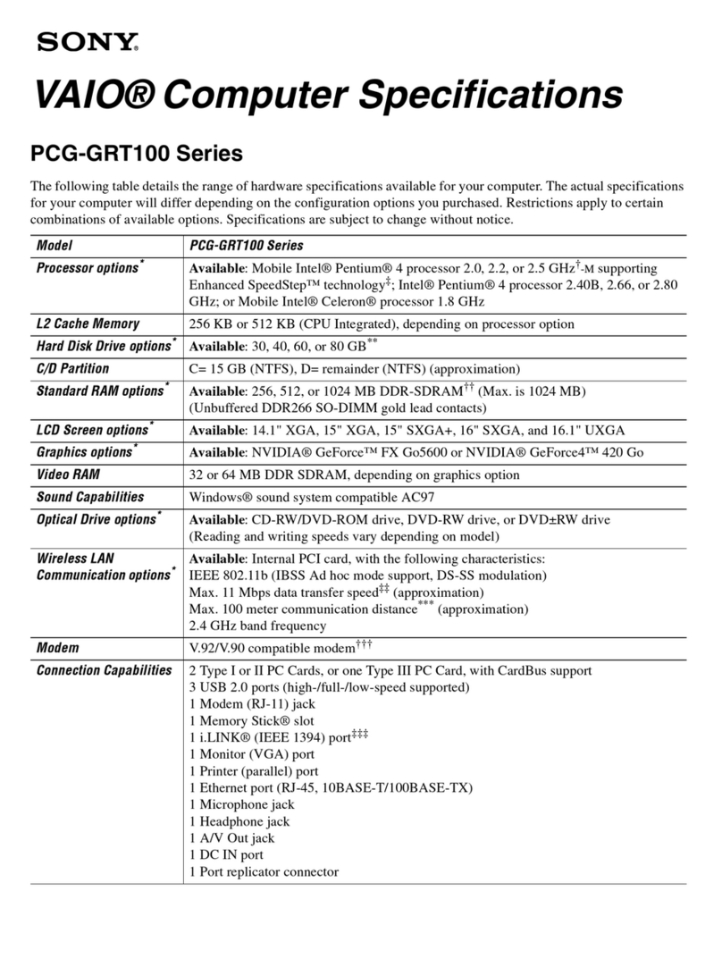 Sony Vaio PCG-GRT100 Series User manual