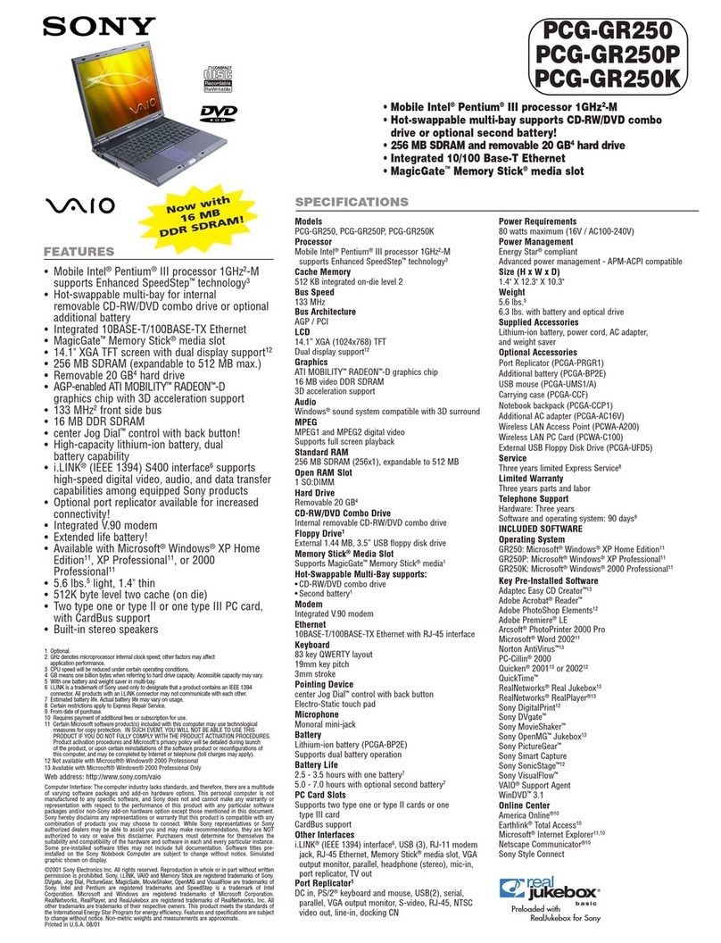 Sony PCG-GR250 User manual