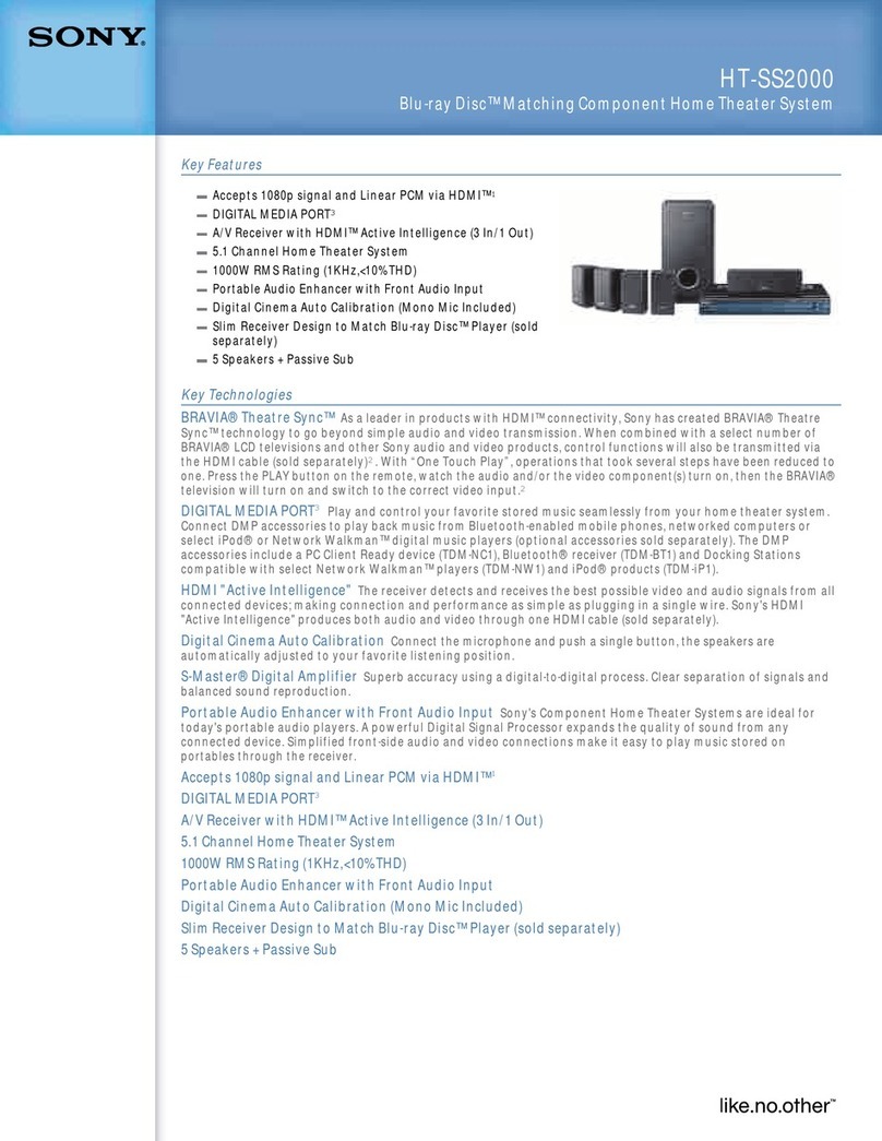 Sony HT-SS2000 - Blu-ray Disc™ Matching Component Home Theater... User manual