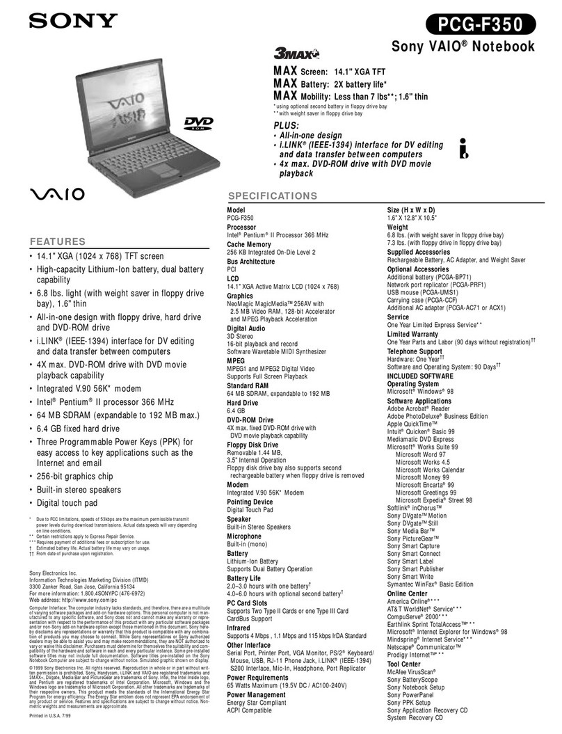 Sony Vaio PCG-F350 User manual