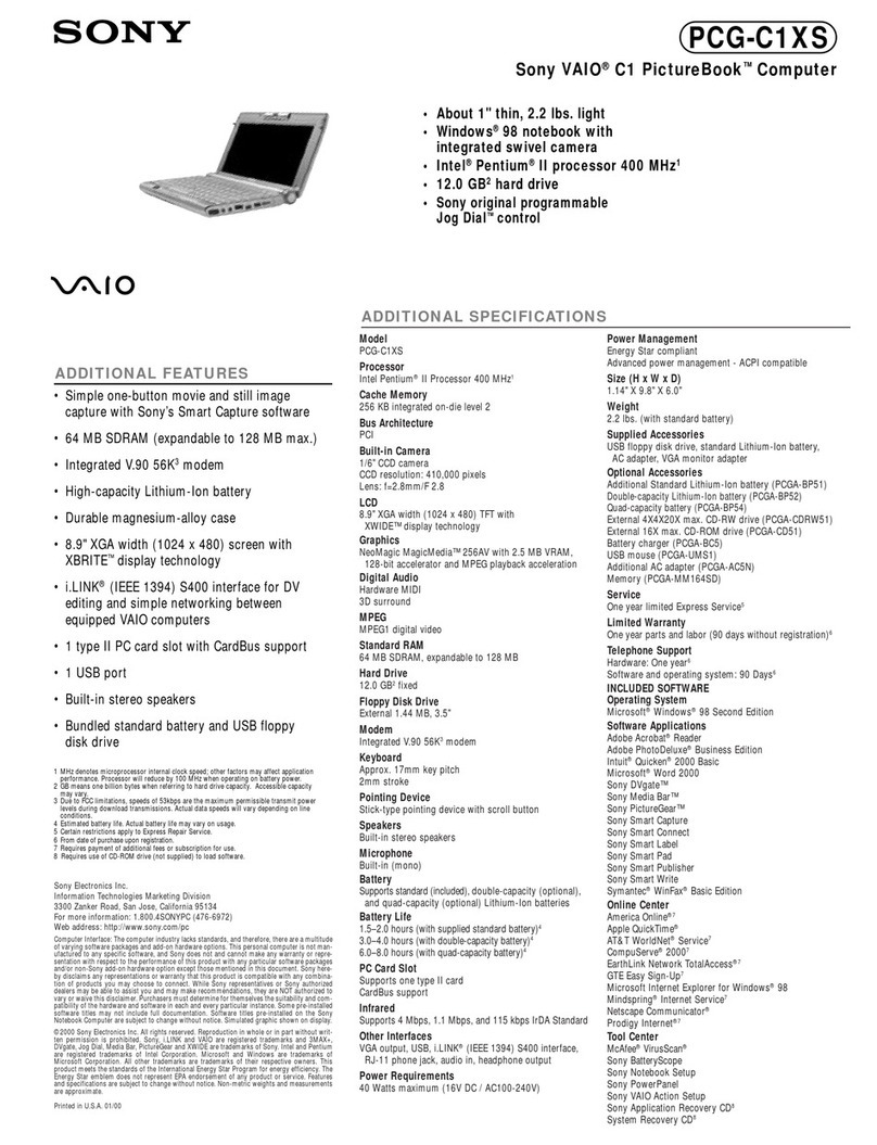 Sony VAIO PCG-C1XS User manual