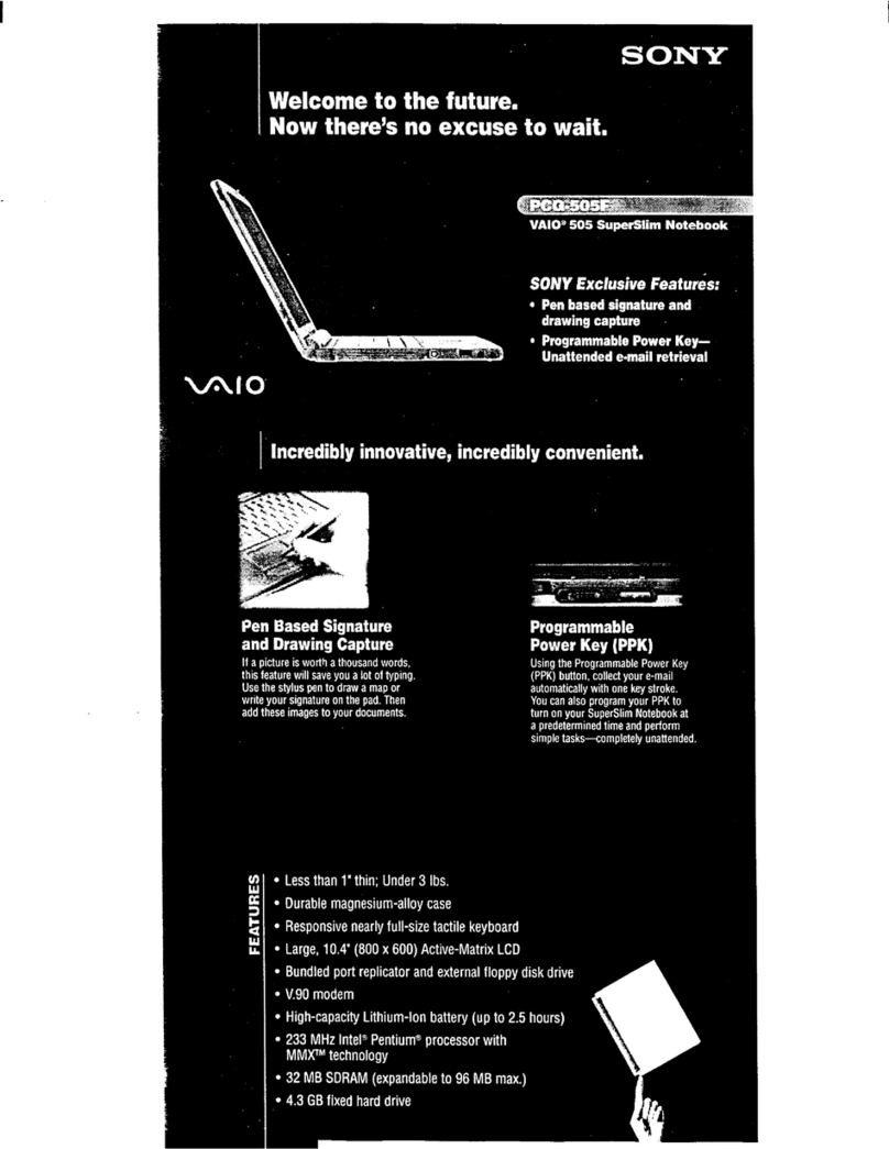 Sony VAIO PCG-505F User manual
