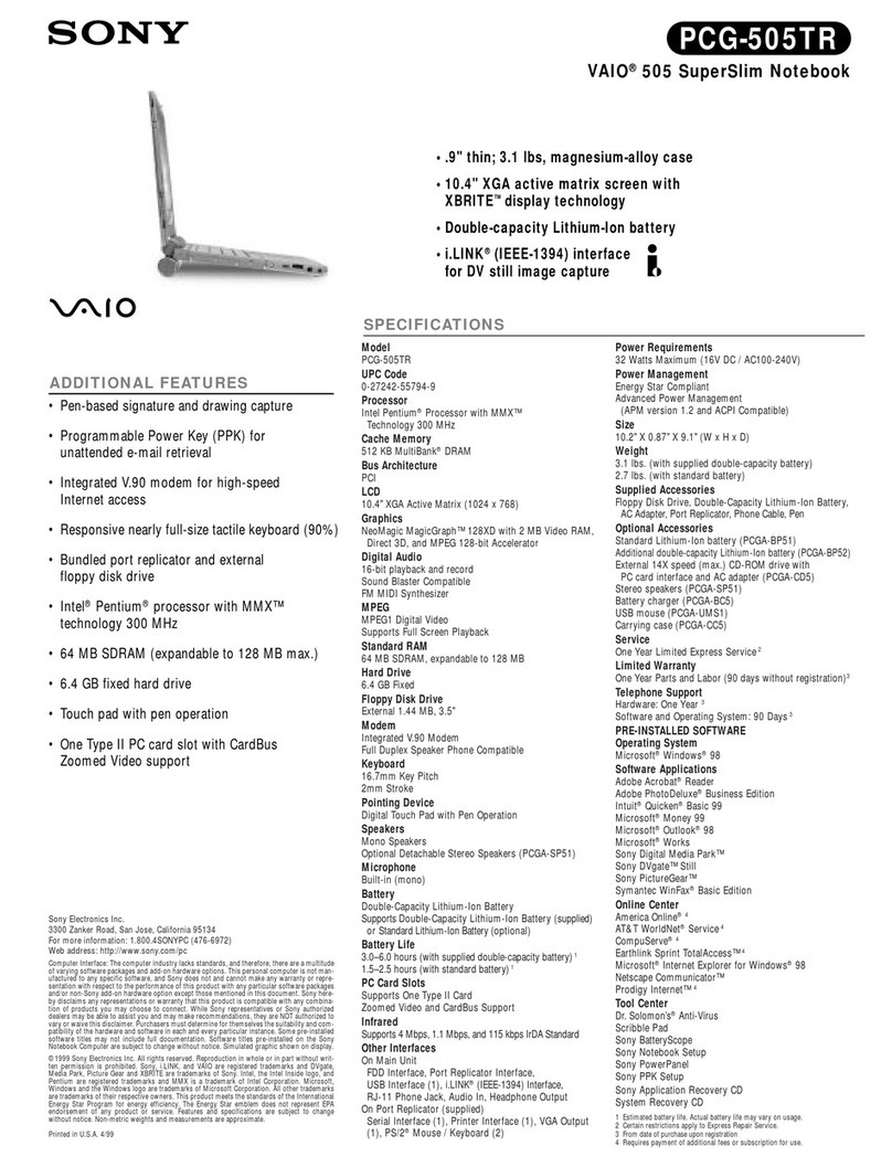 Sony PCG-505TR User manual