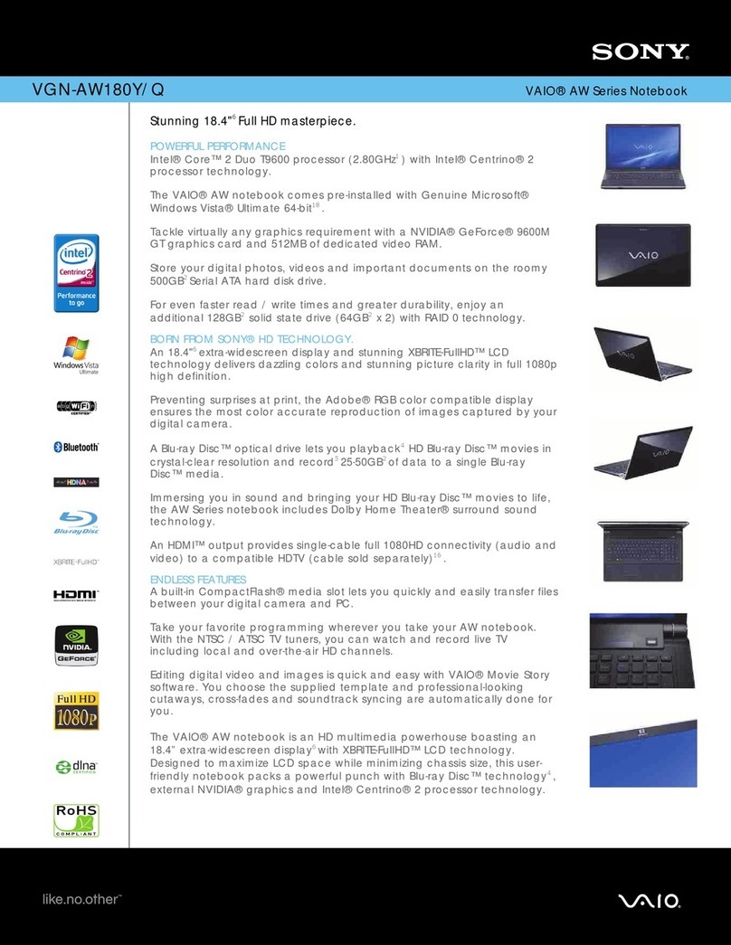 Sony VAIO VGN-AW180Y User manual