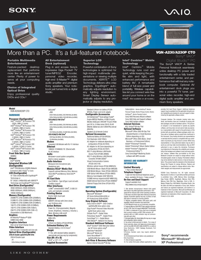Sony VGN-A230 User manual