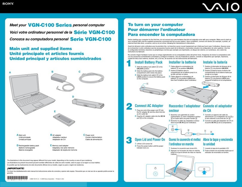 Sony VGN-C140G - VAIO - Core 2 Duo 1.66 GHz quick start