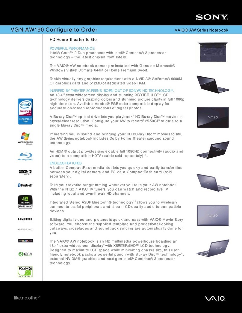 Sony VAIO VGN-AW190NEB User manual