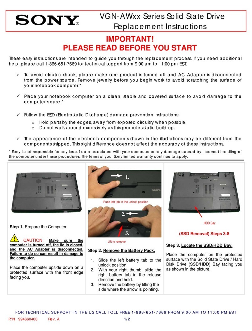Sony VAIO VGN-AW190NEB install guide