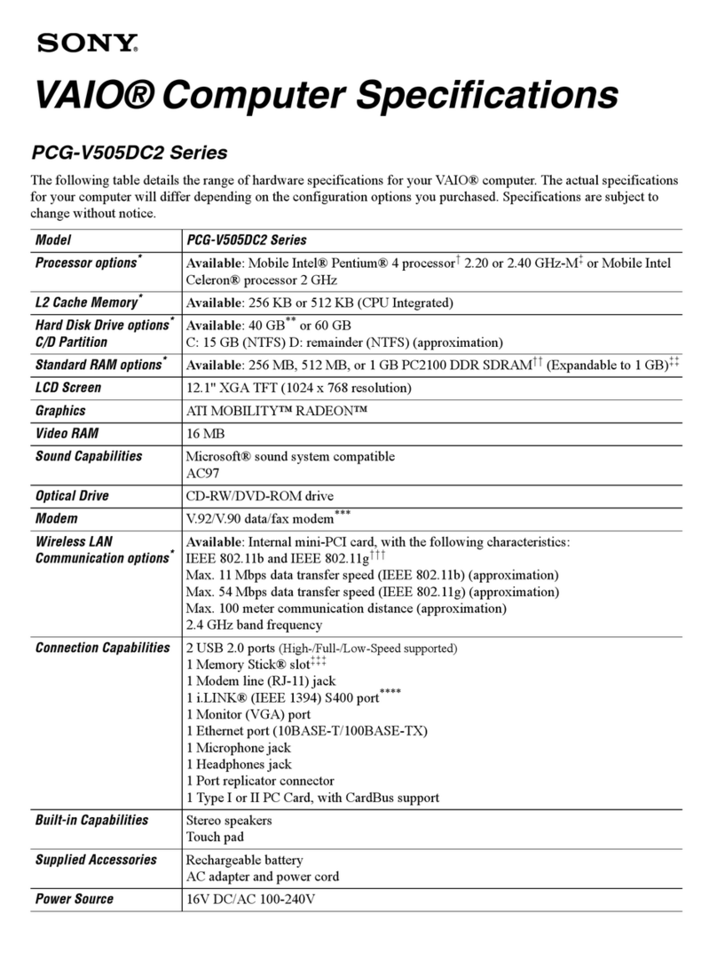Sony VAIO PCG-V505DC2 Series User manual