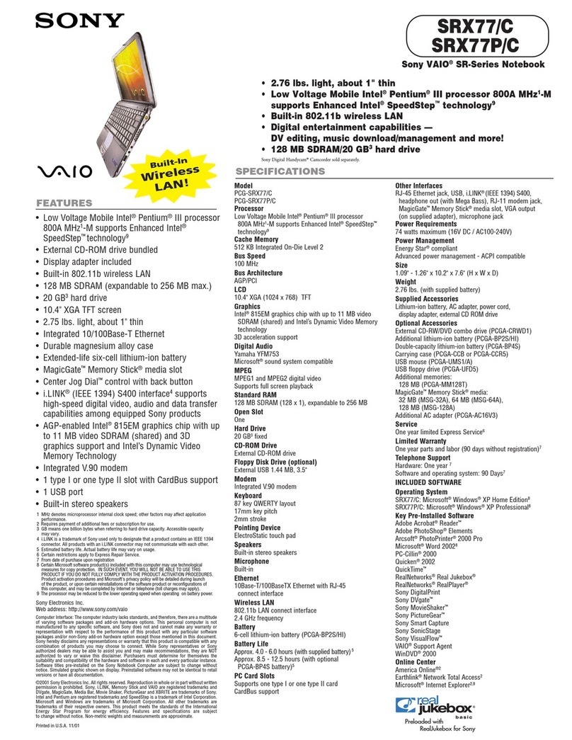 Sony PCG-SRX77 User manual