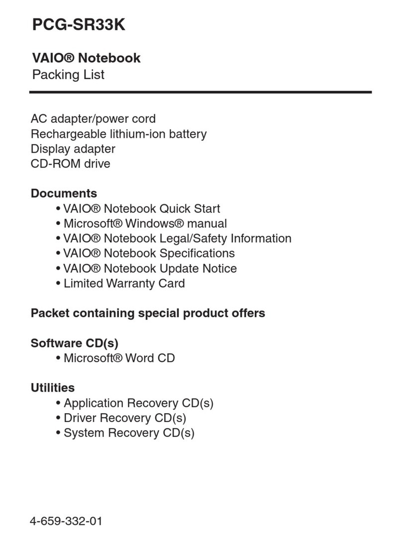 Sony PCG-SR33K VAIO Features