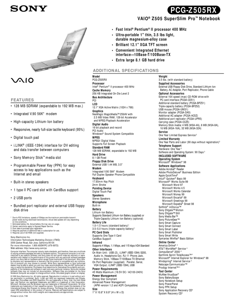 Sony PCG-Z505RX User manual