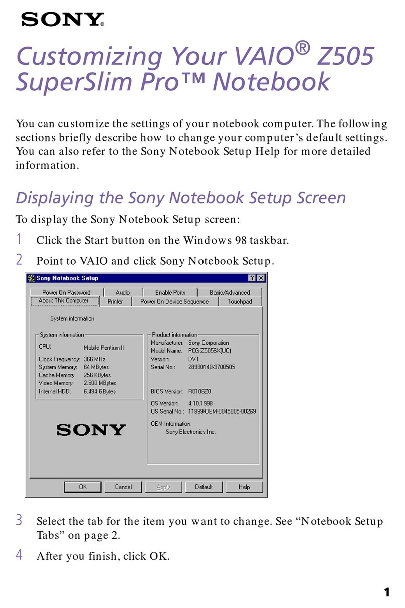Sony PCG-Z505HE, PCG-Z505HS supplementary guide