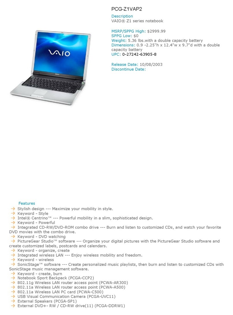 Sony VAIO PCG-Z1VAP2 User manual