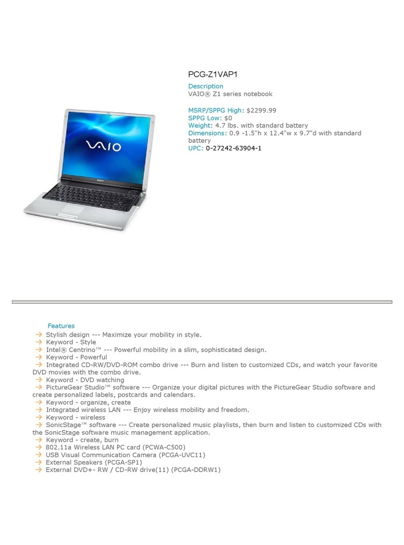 Sony VAIO PCG-Z1VAP1 User manual