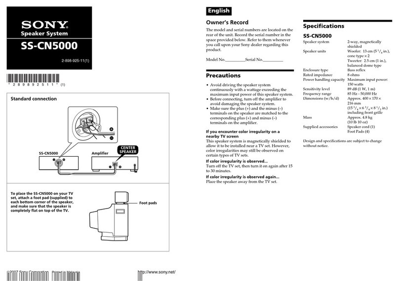 Sony SS-CN5000 Owner's record