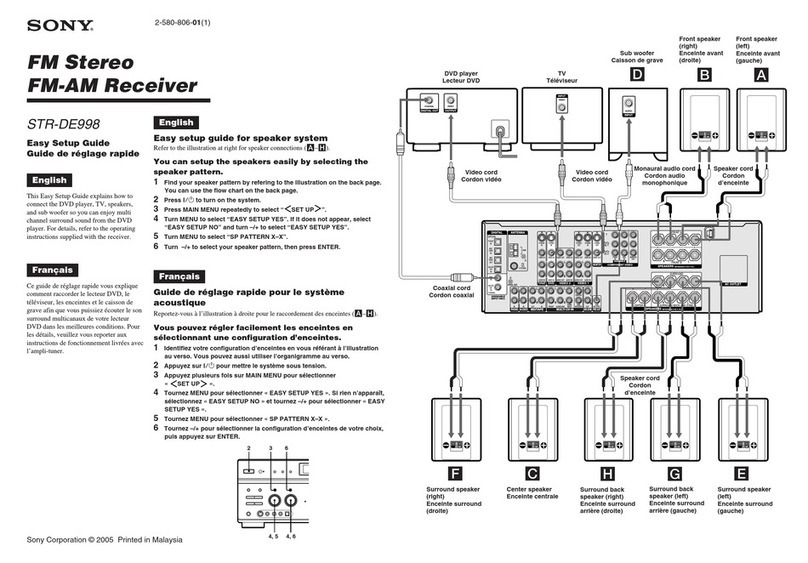 Sony STR-DE998 - A/v Receiver Quick start guide