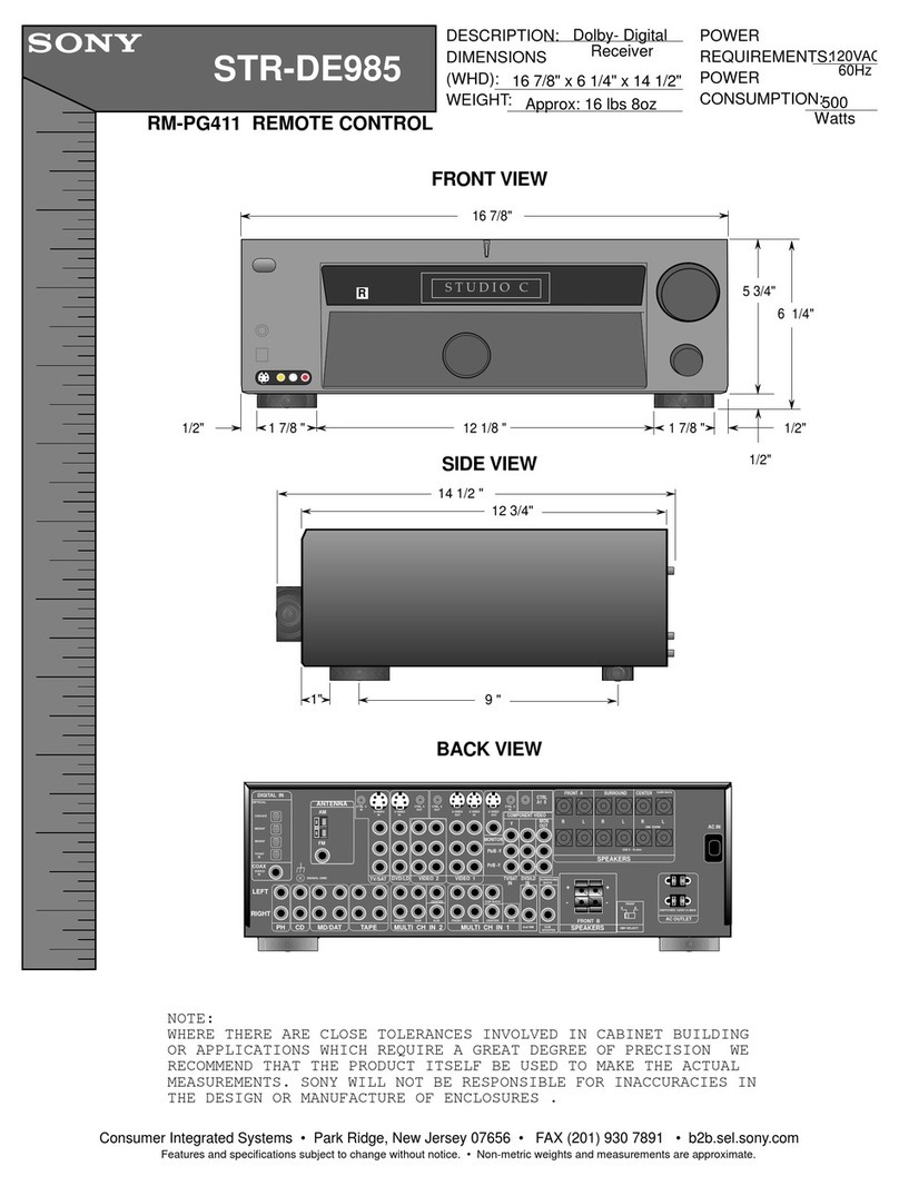 Sony STR-DE985 Dimensional information