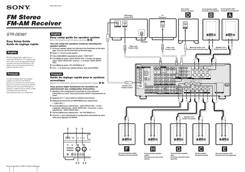 Sony STR-DE997 - Fm Stereo/fm-am Receiver Quick start guide Sony STR-DE997 - Fm Stereo/fm-am Receiver Quick start guide