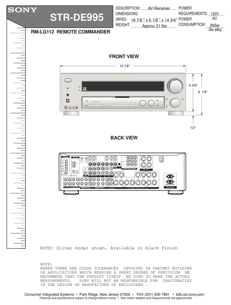Sony STR-DE995 - Fm Stereo/fm-am Receiver Dimensional information