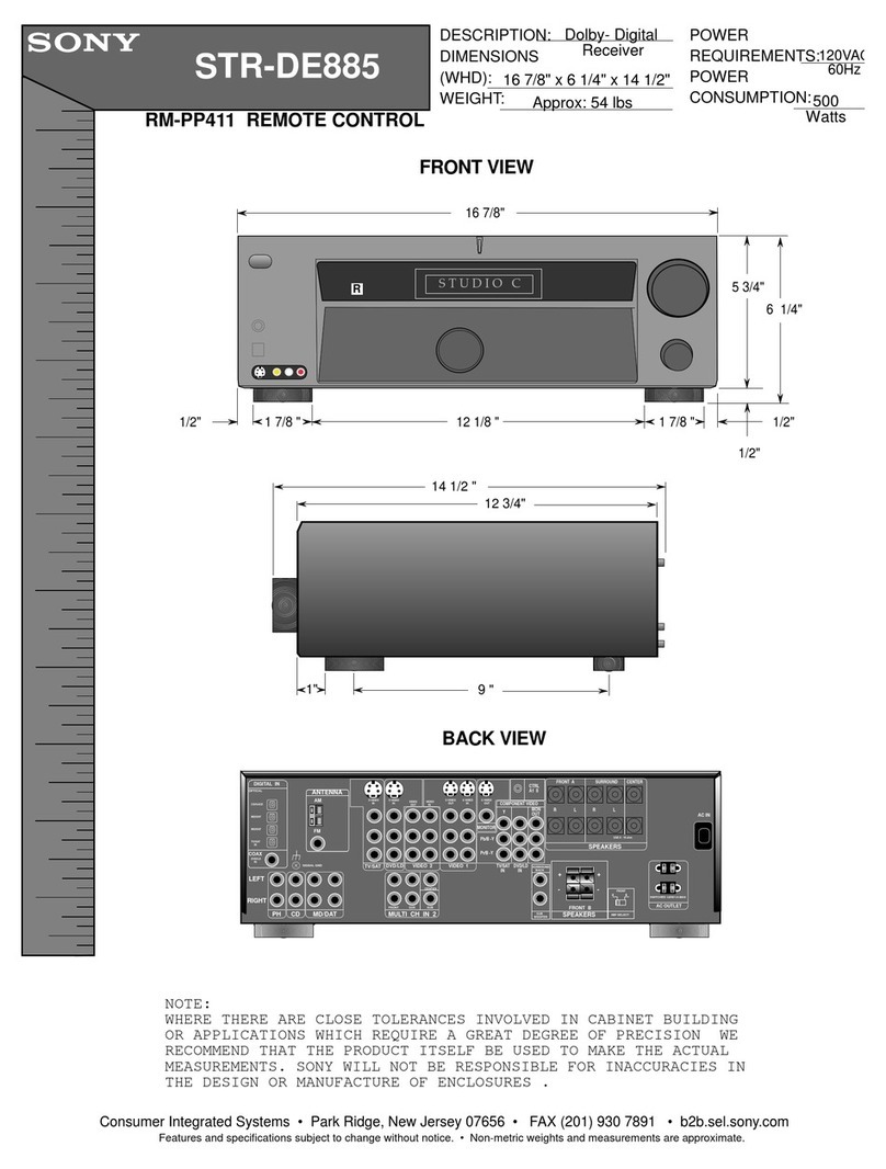 Sony STR-DE885 Dimensions