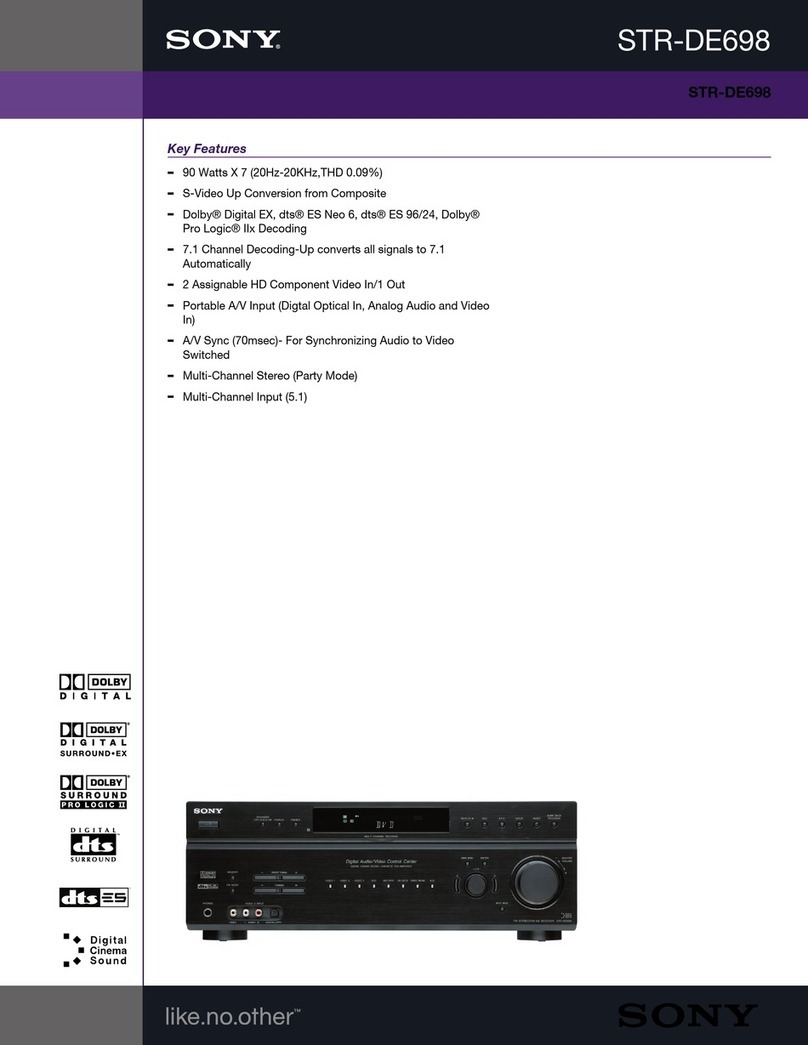 Sony STR-DE698 - A/v Receiver User manual