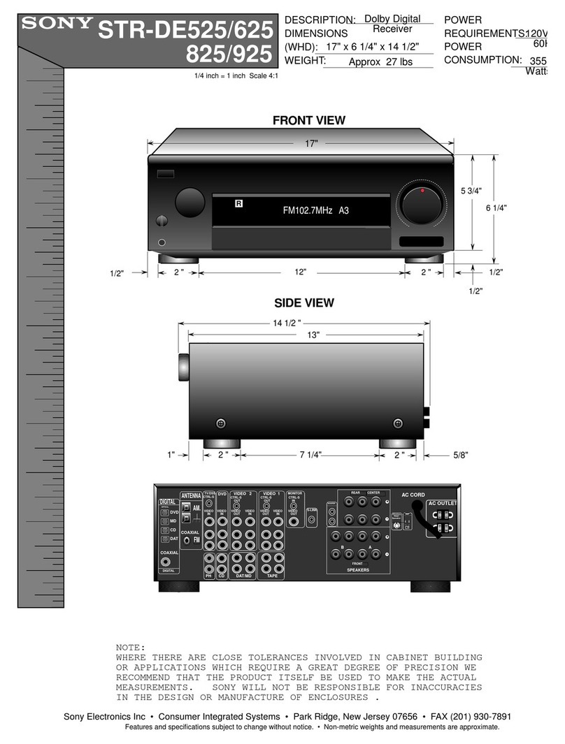Sony STR-DE625 - Fm Stereo/fm-am Receiver Dimensional information