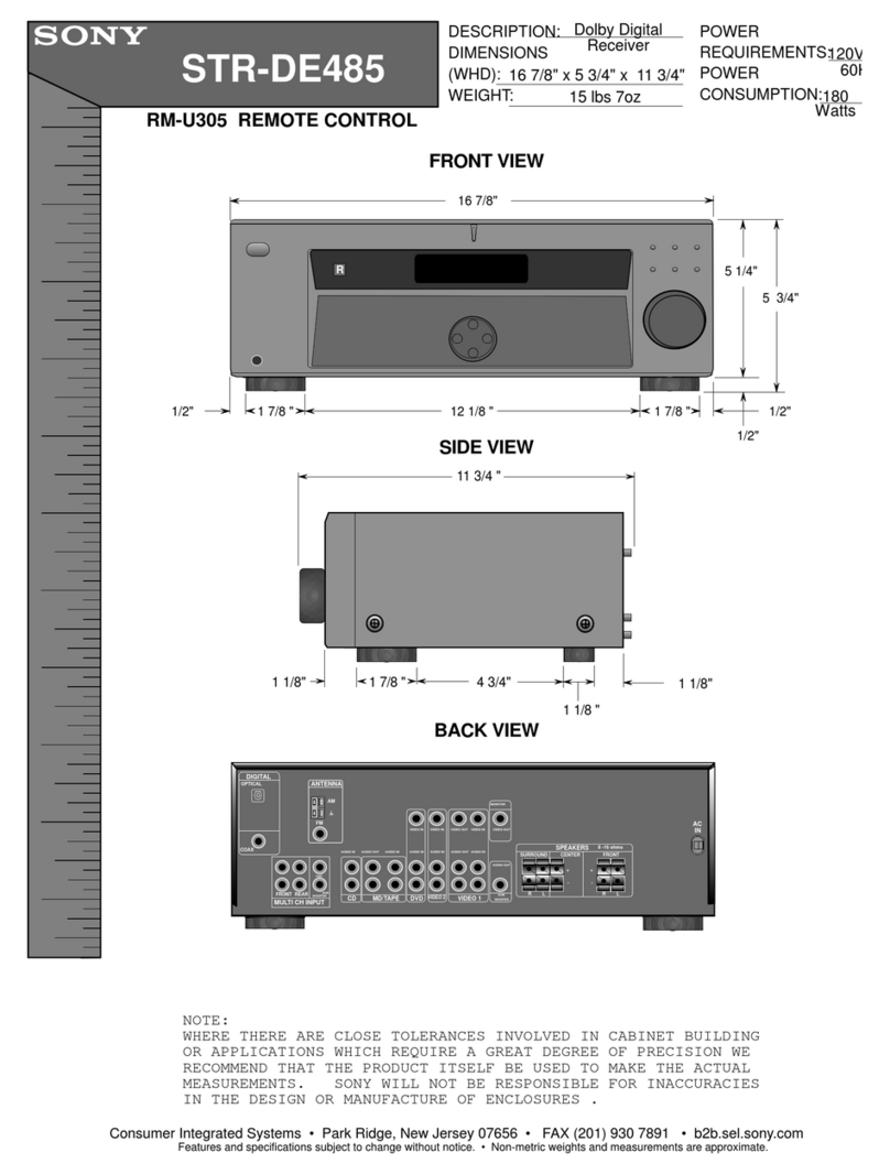 Sony STR-DE485 Dimensions