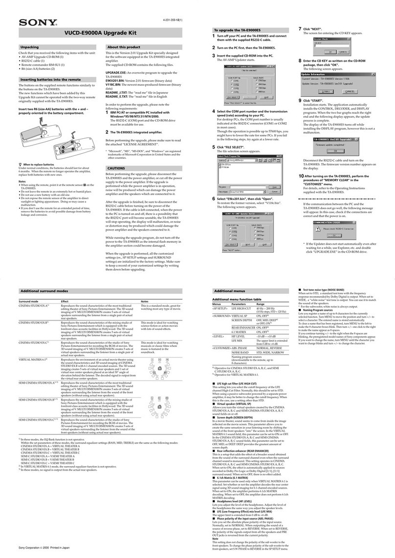 Sony TA-E9000ES - Stereo Preamplifier Quick start guide