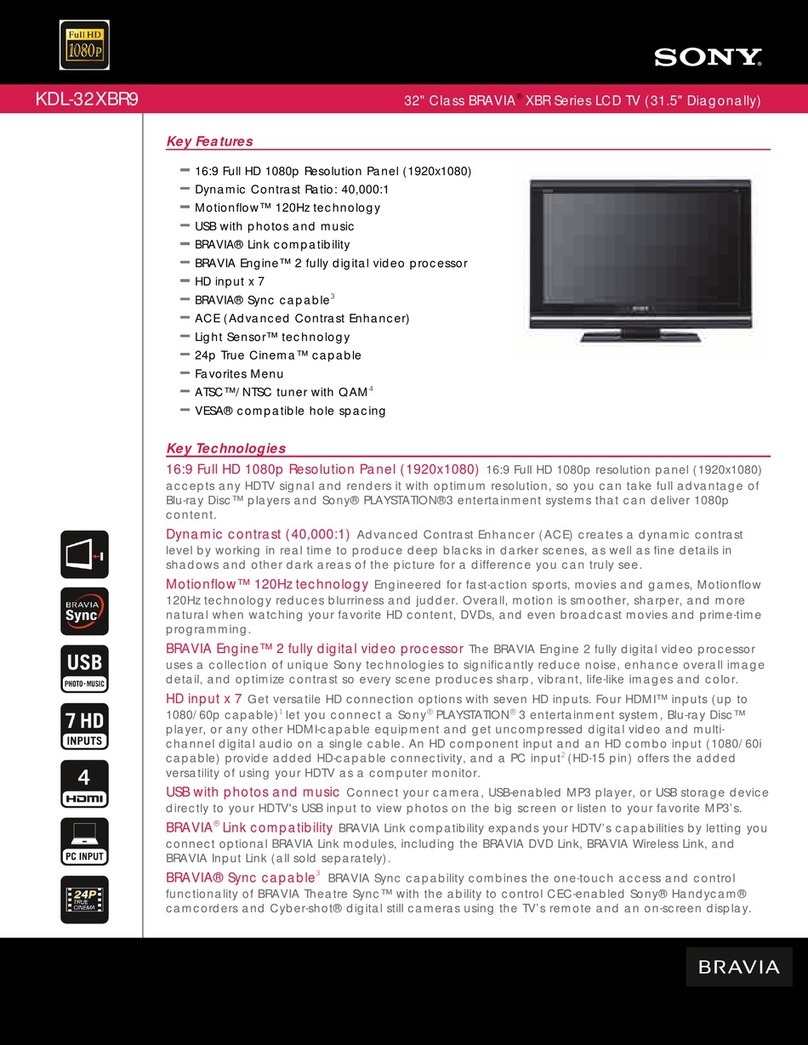 Sony BRAVIA KDL-32XBR9 User manual