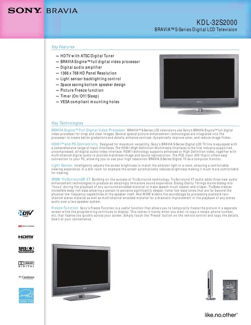 Sony KDL-32S2000 - Bravia Lcd Hdtv User manual