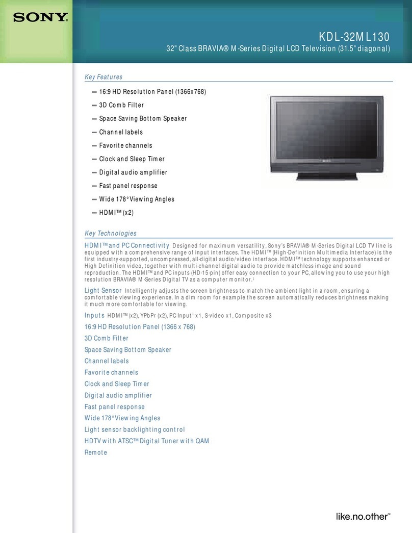 Sony KDL-32ML130 - 32" Bravia M-series Digital Lcd... User manual