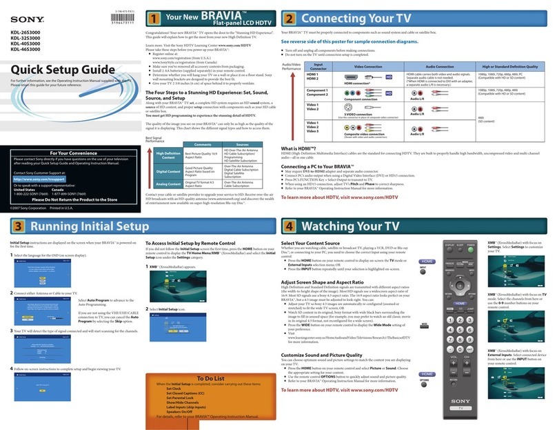 Sony KDL-26S3000 - 26" LCD TV User manual Sony KDL-26S3000 - 26" LCD TV User manual