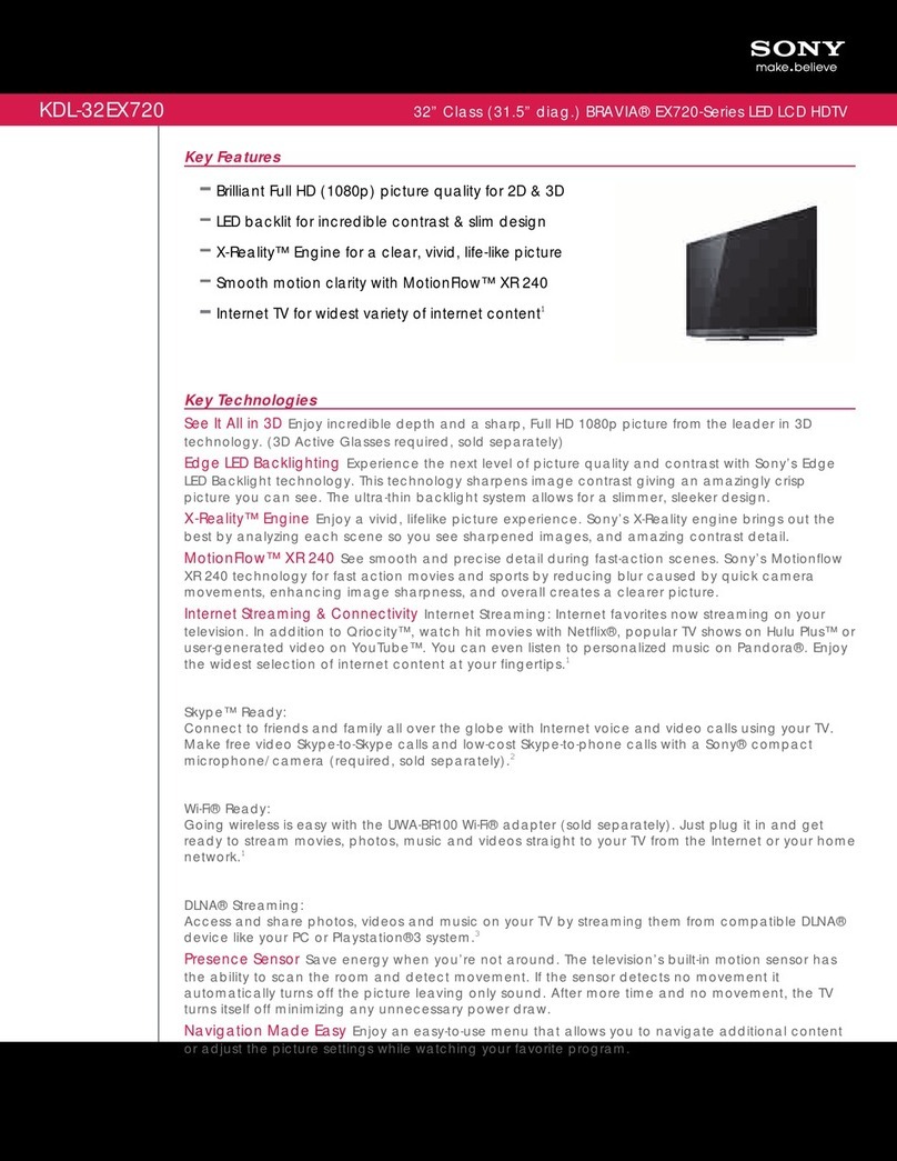 Sony BRAVIA KDL-32EX720 Specifications