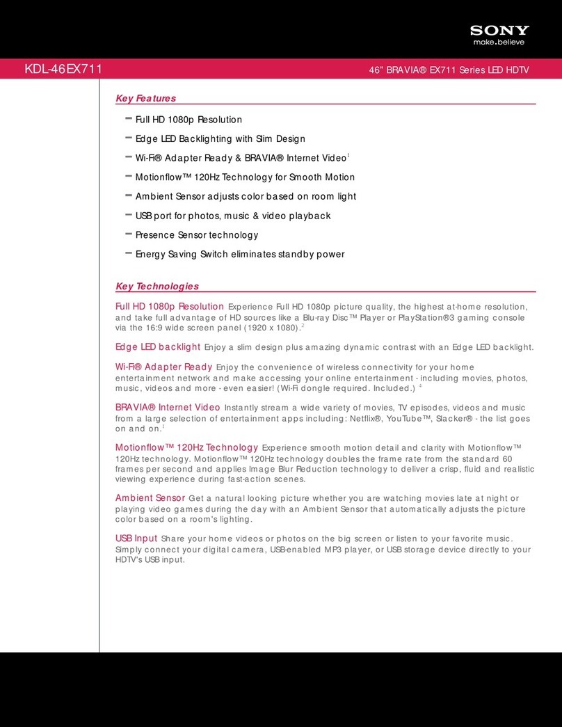 Sony KDL-46EX711 - 46" Bravia Ex700 Series Hdtv User manual