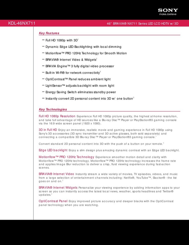 Sony KDL-46NX711 - 46" Bravia Nx700 Series Hdtv User manual