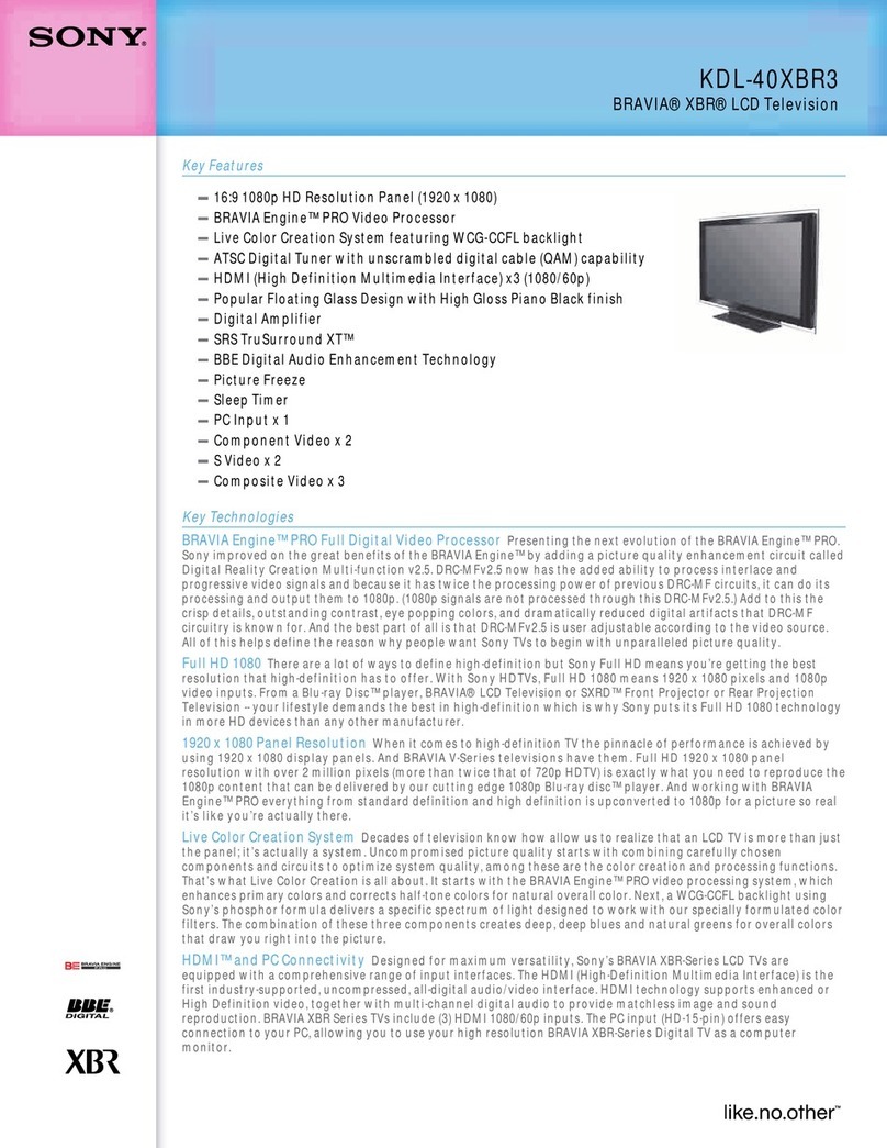 Sony BRAVIA KDL-40XBR3 User manual