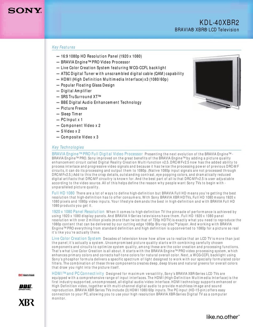 Sony BRAVIA KDL-40XBR2 Specifications